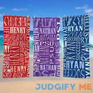 Personalized Signature Style Graduation Beach Towel- Personal Creations Customized Beach Towels Outdoor Gifts