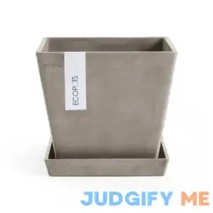 Rotterdam Square Planter-(ECO) Taupe-8"L x 8"W x 7"H-Planter + Saucer + Watering System