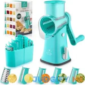 Zulay Kitchen Rotary Cheese Grater with 5 Interchangeable Blades