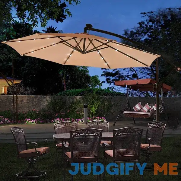 Clihome 10-ft 180 G Water-proof Polyester Solar Powered Crank Cantilever Patio Umbrella CWCH-OP3154BE Clihome 10-ft 180 G Water-proof Polyester Solar Powered Crank Cantilever Patio Umbrella CWCH-OP3154BE