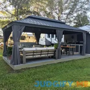 PURPLE LEAF 12' X 20' Permanent Hardtop Gazebo Aluminum Gazebo with Galvanized Steel Double Roof for Patio Lawn and Garden