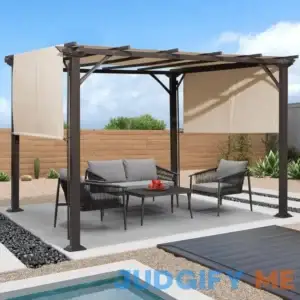 Erommy Outdoor 10' x 10' Pergola with Sun Shade Canopy on Top and Sides