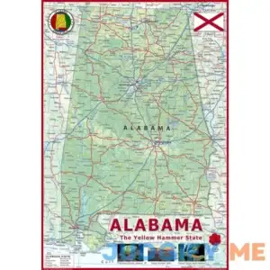 Alabama Physical Poster Map - 16.9 x 24.4 inches - Paper Laminated