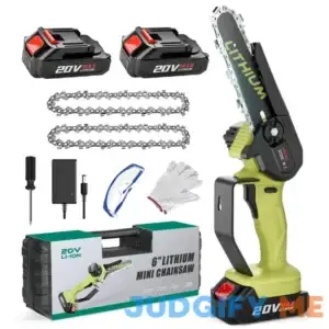 Mini Chainsaw Crodless 6-Inch Small Chainsaw Electric Chain Saws with 2 Batteries Powered