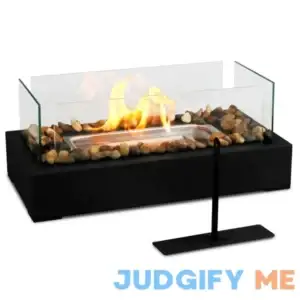 Tabletop Fire Pit - Safer Stainless Steel Small Table Fireplace with Cobblestone for Dinner Parties