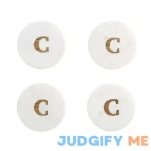 Pottery Barn Alphabet Marble & Wood Coasters Set of 4