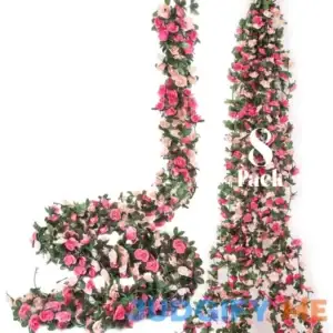Miracliy 8 Pack 65 Ft Flower Garland Decorations Plastic Artificial Flowers for Wedding Decoration Photo Booth Backdrop