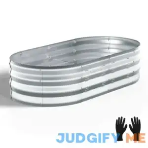 LANXU Galvanized Raised Garden Bed 0.6MM Thickness 4x2x1FT Breathable Side Vents Metal Garden Planter for Vegetables Flowers Herbs