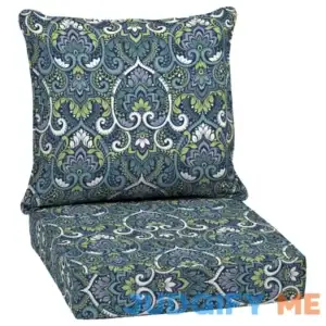 Arden Selections Sapphire Blue Leala Damask Outdoor Deep Seat Cushion Set