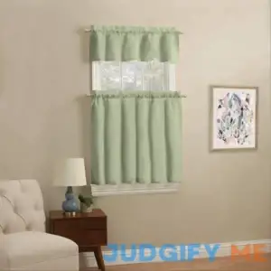 Mainstays Solid Micorofiber Semi-Sheer 3-Piece Kitchen Curtain Tier and Valance Set