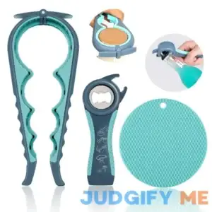 HUMANFUN Jar Opener for Weak Hands Seniors with Arthritis 5 in 1 Multi Function Bottle Opener Lid Opener for Arthritic Hands with Non Slip Rubber Jar