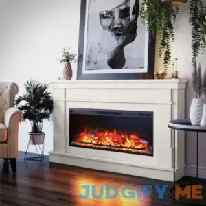 Ashmun Wide Mantel With Linear Electric Fireplace Wade Logan Finish