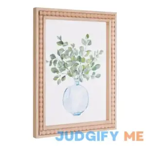 Crystal Art Gallery Farmhouse Beaded Wood Frame Botanical on White Background Wall Art 13" x 16