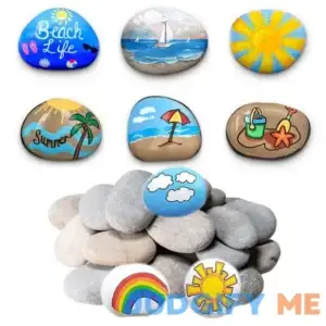 DECORKEY 24PCS River Rocks for Painting Summer Decorations Garden Decor
