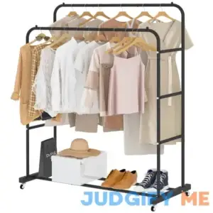 Laiensia Double Rods Clothing Rack with Wheels