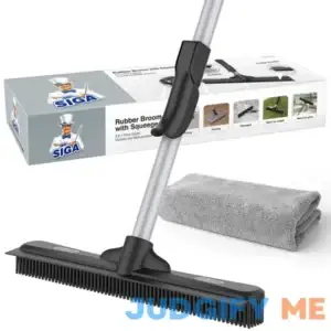 MR.SIGA Pet Hair Removal Rubber Broom with Built in Squeegee 2 in 1 Floor Brush for Carpet