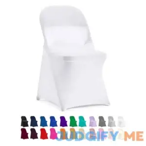 Peomeise Stretch Spandex Folding Chair Cover for Wedding Party Dining Banquet Event (White