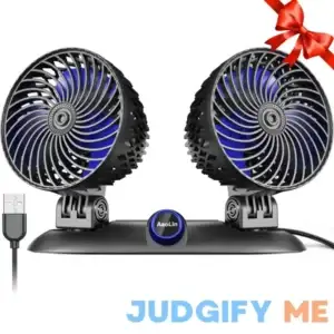 AaoLin Car Fan - 2023 Upgraded Dual Head USB Fan for Car with Powerful Cooling - 360В° Rotation