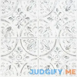 RoomMates Peel and Stick Tile Backsplash White Tin