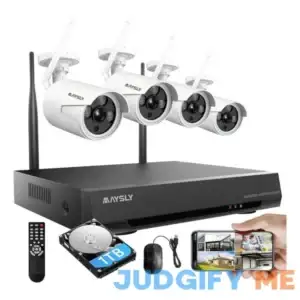 Home Security Camera System Wireless Maysly 8Ch 1080P Surveillance Nvr Kits With 4Pcs 2.0Mp Cameras Outdoor & Indoor With 65Ft Night Vision