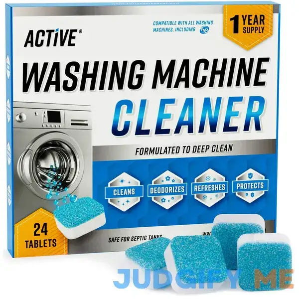 ACTIVE Washing Machine Cleaner Descaler 24 Pack Deep Cleaning Tablets For HE Front Loader & Top Load Washer ACTIVE Washing Machine Cleaner Descaler 24 Pack Deep Cleaning Tablets For HE Front Loader & Top Load Washer