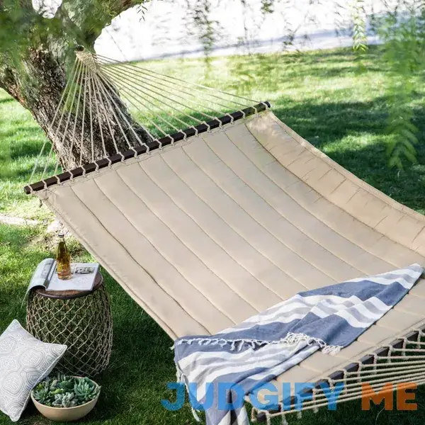 Coral Coast Taupe Brown Quilted Double Hammock Product Assembled Size 13 ft L x 4.5 ft W Coral Coast Taupe Brown Quilted Double Hammock Product Assembled Size 13 ft L x 4.5 ft W