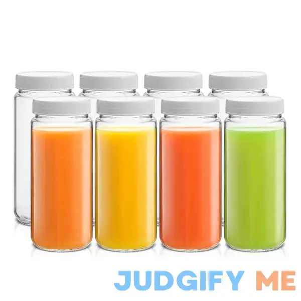JoyJolt Reusable Glass Juice Bottles with Lids JoyJolt Reusable Glass Juice Bottles with Lids