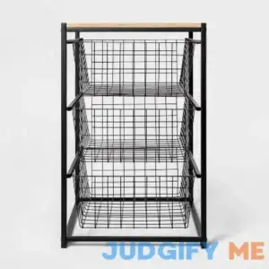 3 Drawer Organizer Black Metal with Natural Wood - Brightroom