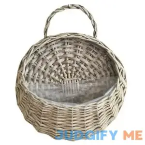 Travelwant Rattan Wicker Hanging Flower Pot Half Round Rattan Railing Planter