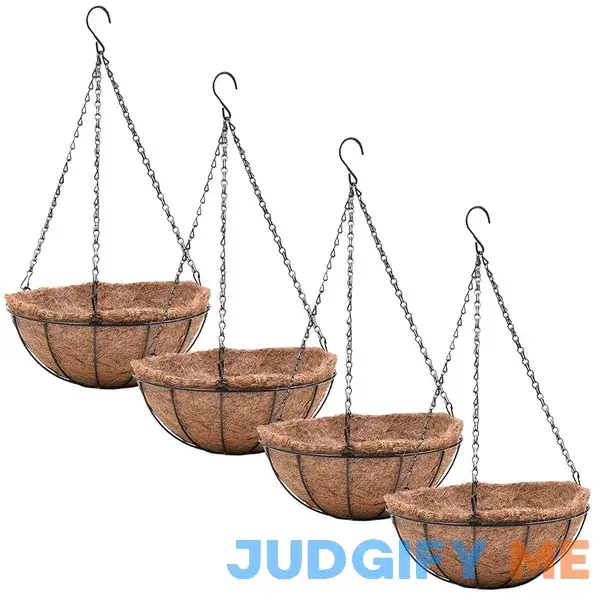 EIMQUVW 4 Pack Hanging Planter Basket with Coco Coin Liner 8 inch Hanging Flower Pots Outdoor Decorative Round Wire Plant Holder with Chain Metal EIMQUVW 4 Pack Hanging Planter Basket with Coco Coin Liner 8 inch Hanging Flower Pots Outdoor Decorative Round Wire Plant Holder with Chain Metal