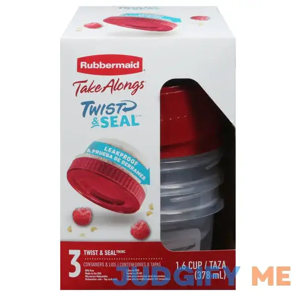 Rubbermaid TakeAlongs Twist & Seal 1.6-Cup Food Storage Containers Rubbermaid TakeAlongs Twist & Seal 1.6-Cup Food Storage Containers
