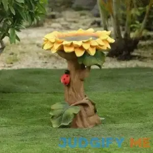 Whlbf Clearance Beautiful Sunflower Bird Bath Brown Pedestal Handmade for Outdoor