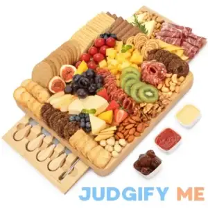Charcuterie Board Set FamRica Cheese Board with 2 Drawers Bamboo Cheese Tray Serving Board