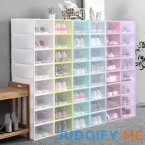 Bcloud Flip-Open Cover Transparent Stackable Storage Box Shoes Drawer Case Organizer Bcloud Flip-Open Cover Transparent Stackable Storage Box Shoes Drawer Case Organizer