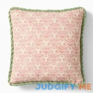 West Elm Rhode Lotus Print Pillow Cover 20x20Fair Green w Down Pillow Insert