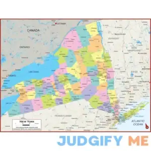 New York State Wall Map Poster with Counties Classroom Style Map with Durable Lamination
