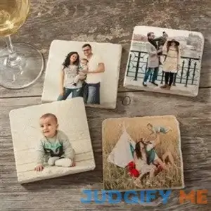 Photo Personalized Tumbled Stone Coaster Set for Family