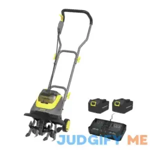 PowerSmart 40 V Lithium Ion Cordless Tiller with Two 4.0 Ah Batteries and Charger PS76221A