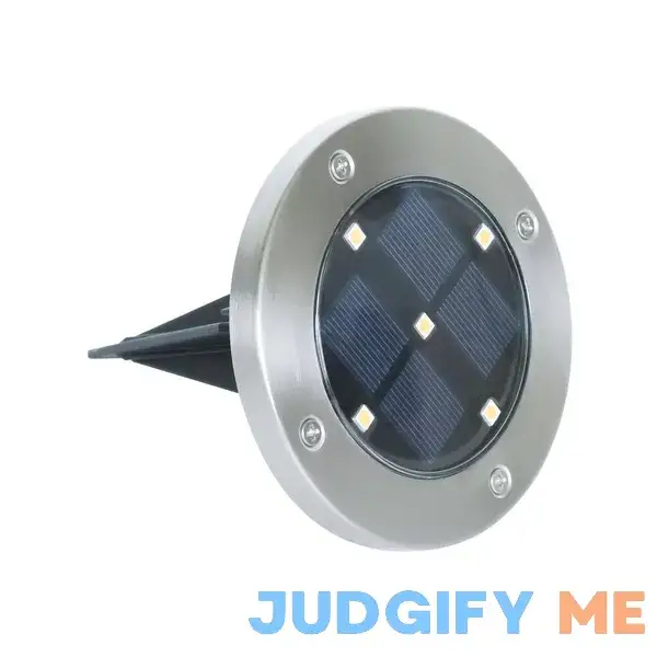 Mainstays Solar Powered Stainless Steel LED Landscape Disc Lights Mainstays Solar Powered Stainless Steel LED Landscape Disc Lights