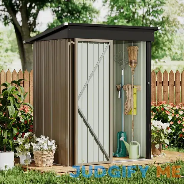 GUNJI 5 x 3 FT Shed Outdoor Storage Shed Metal Garden Shed with Lockable Door Outside Waterproof Tool Shed for Backyard GUNJI 5 x 3 FT Shed Outdoor Storage Shed Metal Garden Shed with Lockable Door Outside Waterproof Tool Shed for Backyard