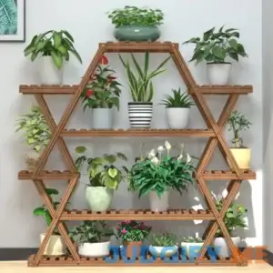 FATIVO Wood Large Garden Plant Stand Indoor Outdoor Ladder Planter Rack Shelves