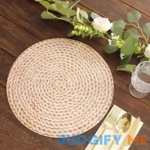 tableclothsfactory 6 Pack Woven Rattan Print Disposable Dining Table Mats