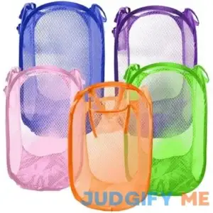 Limei Mesh Pop Up Laundry Hamper Collapsible Laundry Basket with Side Pocket Foldable Small Dirty Clothes Storage Bin for Bedroom Dormitory Camp