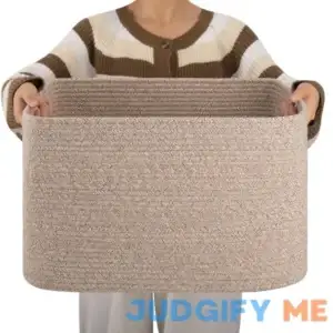 OIAHOMY Cotton Rope Basket Rectangle Woven Nursery Blanket Basket