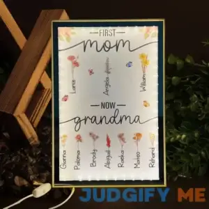 Personalized First Mom Now Grandma Birth Flower Lamp with Kids Names Mother's Day Gift