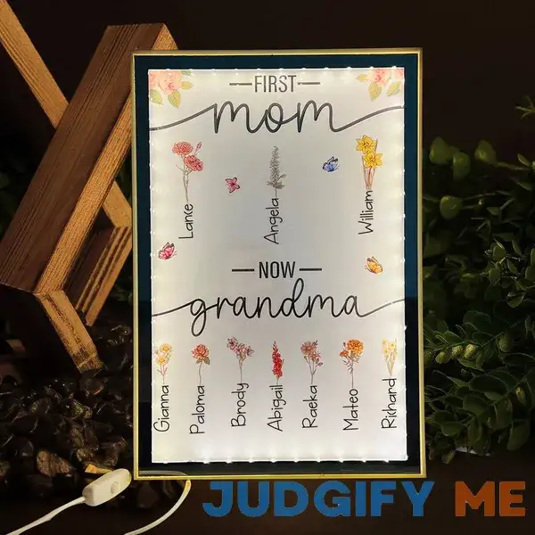 Personalized First Mom Now Grandma Birth Flower Lamp with Kids Names Mother's Day Gift Personalized First Mom Now Grandma Birth Flower Lamp with Kids Names Mother's Day Gift