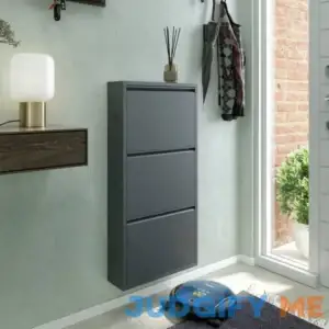 Antibacterial 3 Tier Metal Shoe Cabinet Side Holes Latitude Run Finish