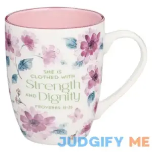 Christian Art Gifts Ceramic Coffee and Tea Mug for Women Strenght & Dignity