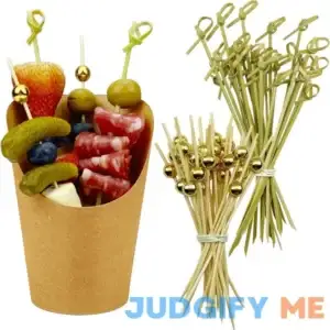 [50 Cups + 200 Picks] CAMKYDE 14 oz Disposable Charcuterie Cups with Sticks (Brown)