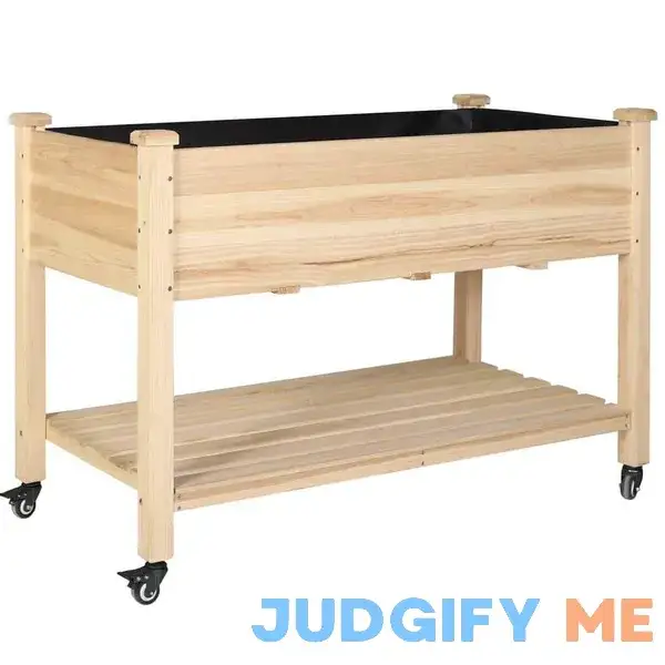 VEIKOUS 47 in. x 23 in. x 33 in. Wooden Raised Garden Bed with Lockable Wheels VEIKOUS 47 in. x 23 in. x 33 in. Wooden Raised Garden Bed with Lockable Wheels